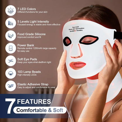 7 Colors Light LED Face & Neck Mask